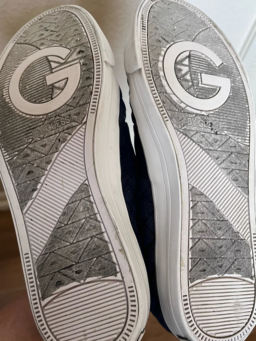 G by Guess Navy Quilted Lace-Up Sneakers with Silver Hardware - Size 7.5M